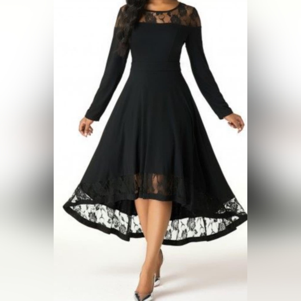This is a black lace Hi-Low Dressfo gown never been worn.